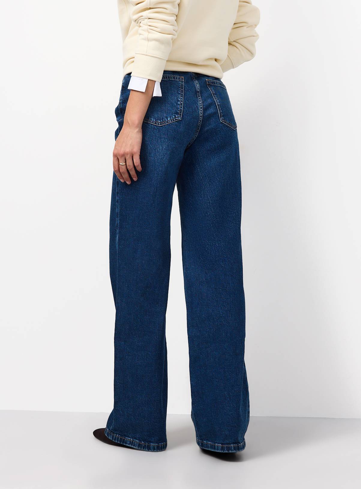 Wide Leg High Rise Blue Denim Jeans 14R - Image 4